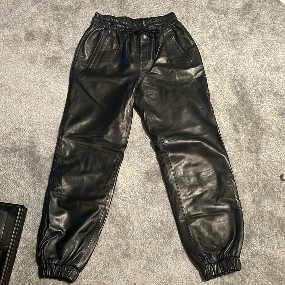 Antonio Melani Luxury Black 100% Leather Jogger Pants for Women - Picture 2 of 16